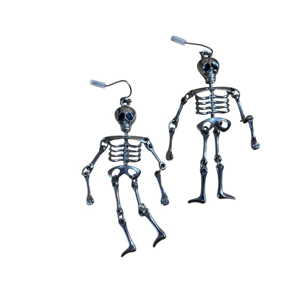 Silver Skeleton With Joints Dangle Earrings. PERFECT For October and Halloween!